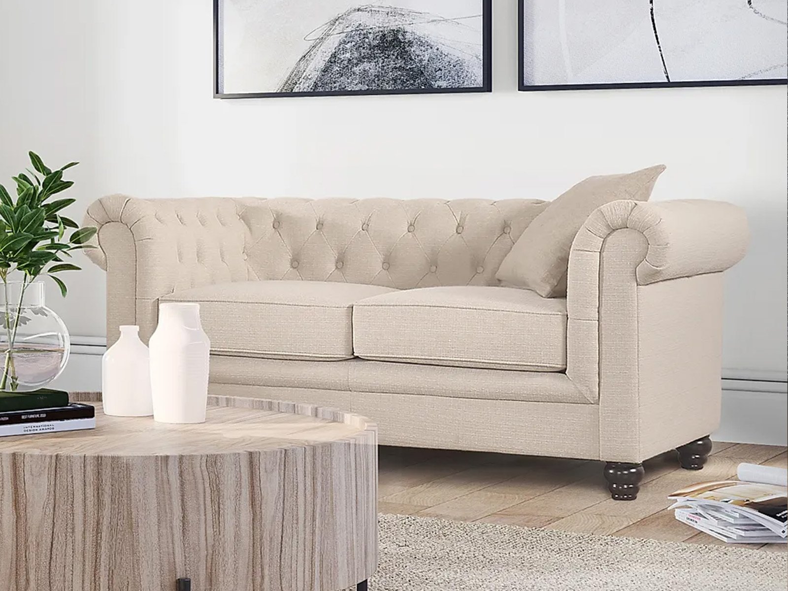 Jackson 2 Seater Sofa In Oatmeal Classic Linen-Weave Color