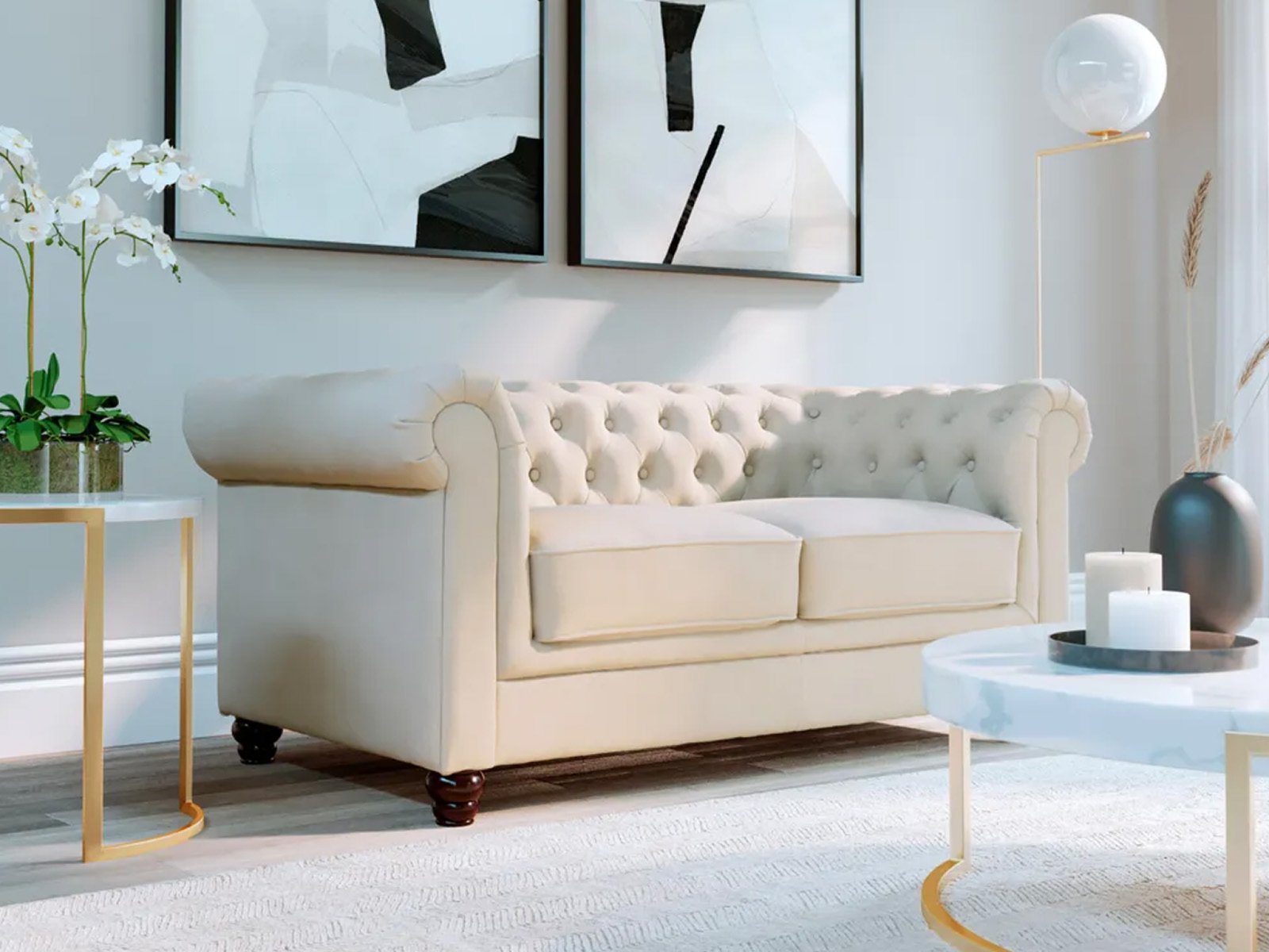 Jackson 2 Seater Sofa In Ivory Classic Plush Color