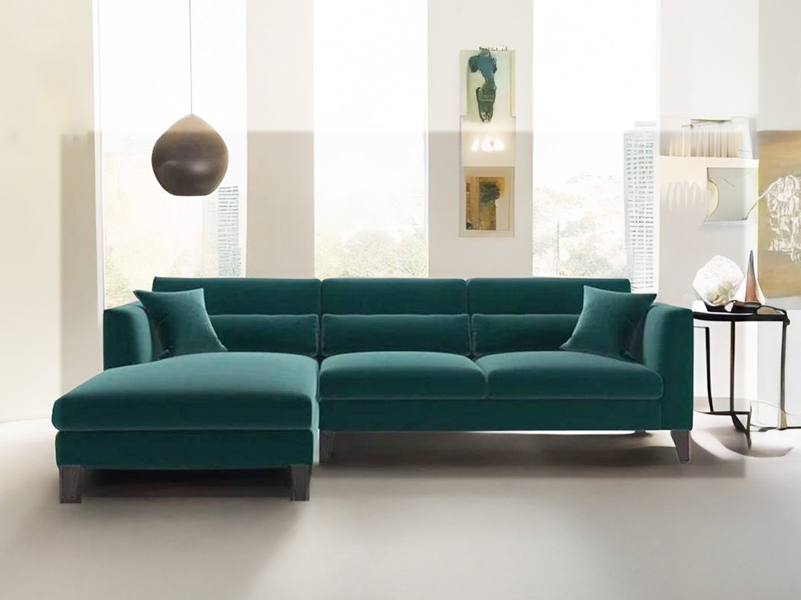Valtara Sectional Sofa In Green Color