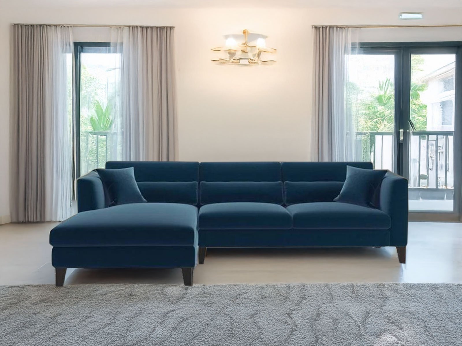 Cedar L Shape Sofa In Royal Blue Color