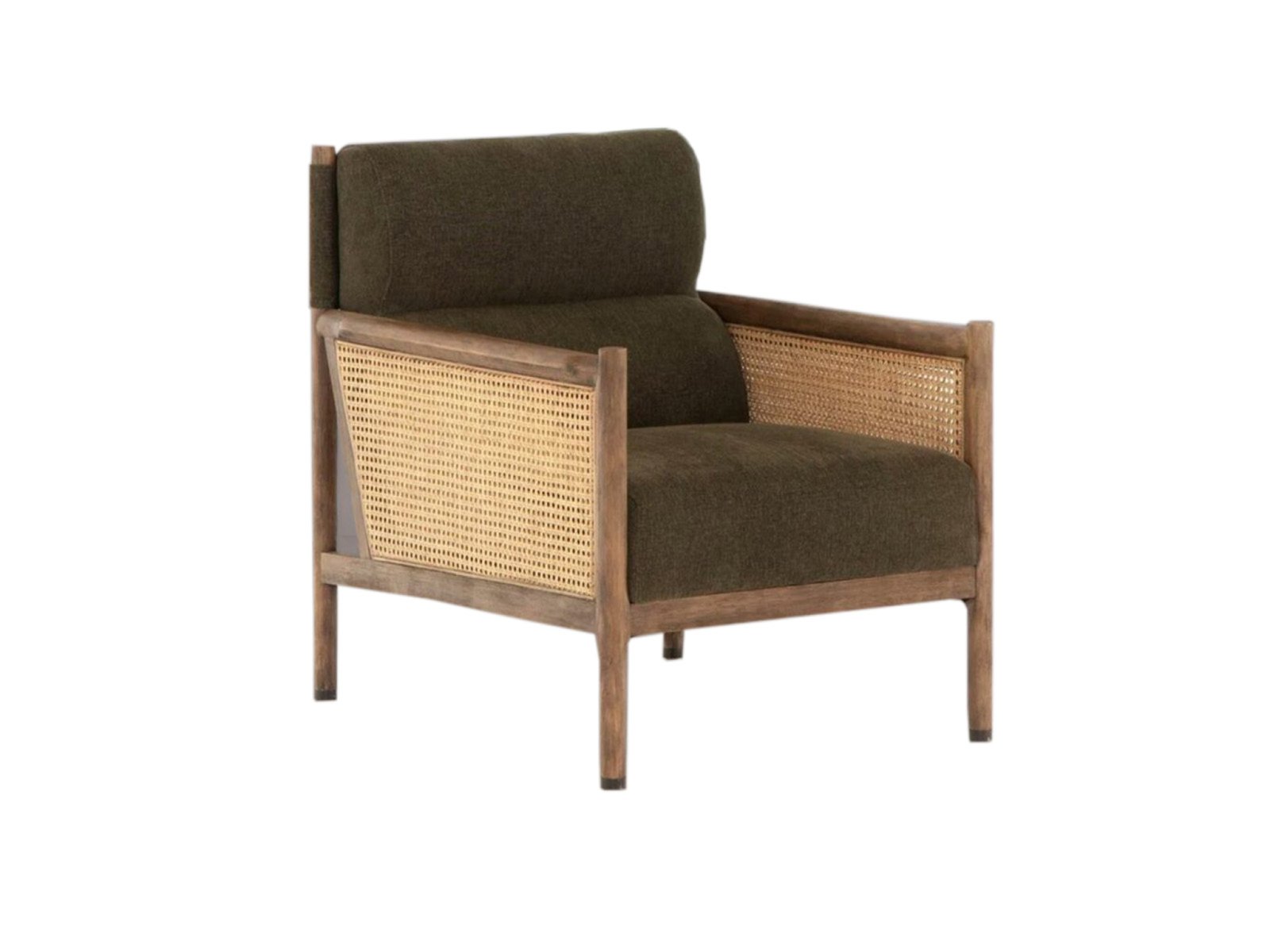 Feltro Wood Arm Chair In Green Finish Color