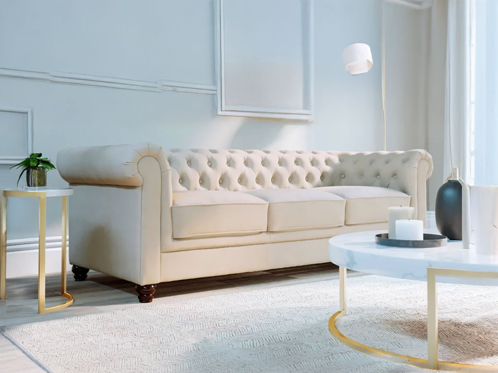 Jackson 3 Seater Sofa In Ivory Classic Plush Color