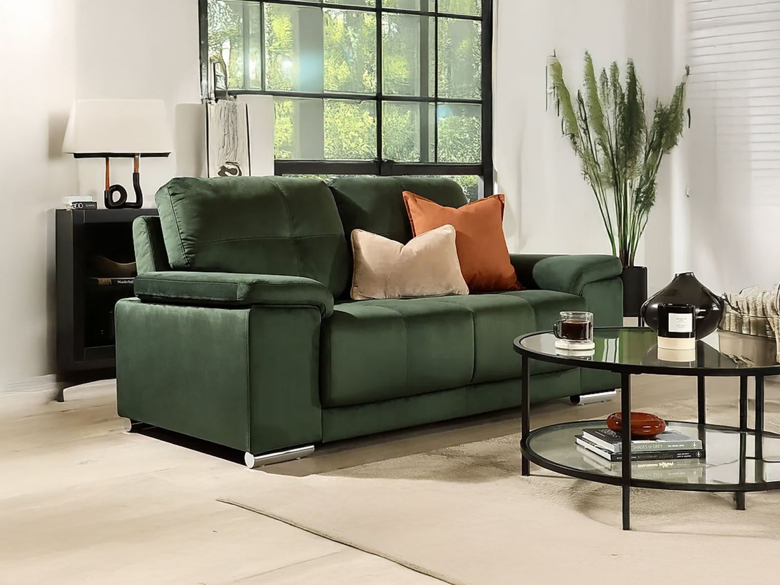 Alexa 2 Seater Sofa In Moss Green Classic Color