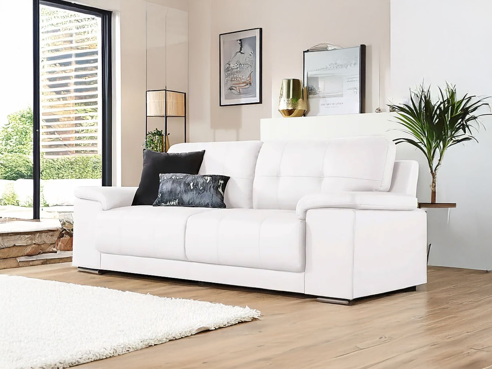 Alexa 3 Seater Sofa In White Color