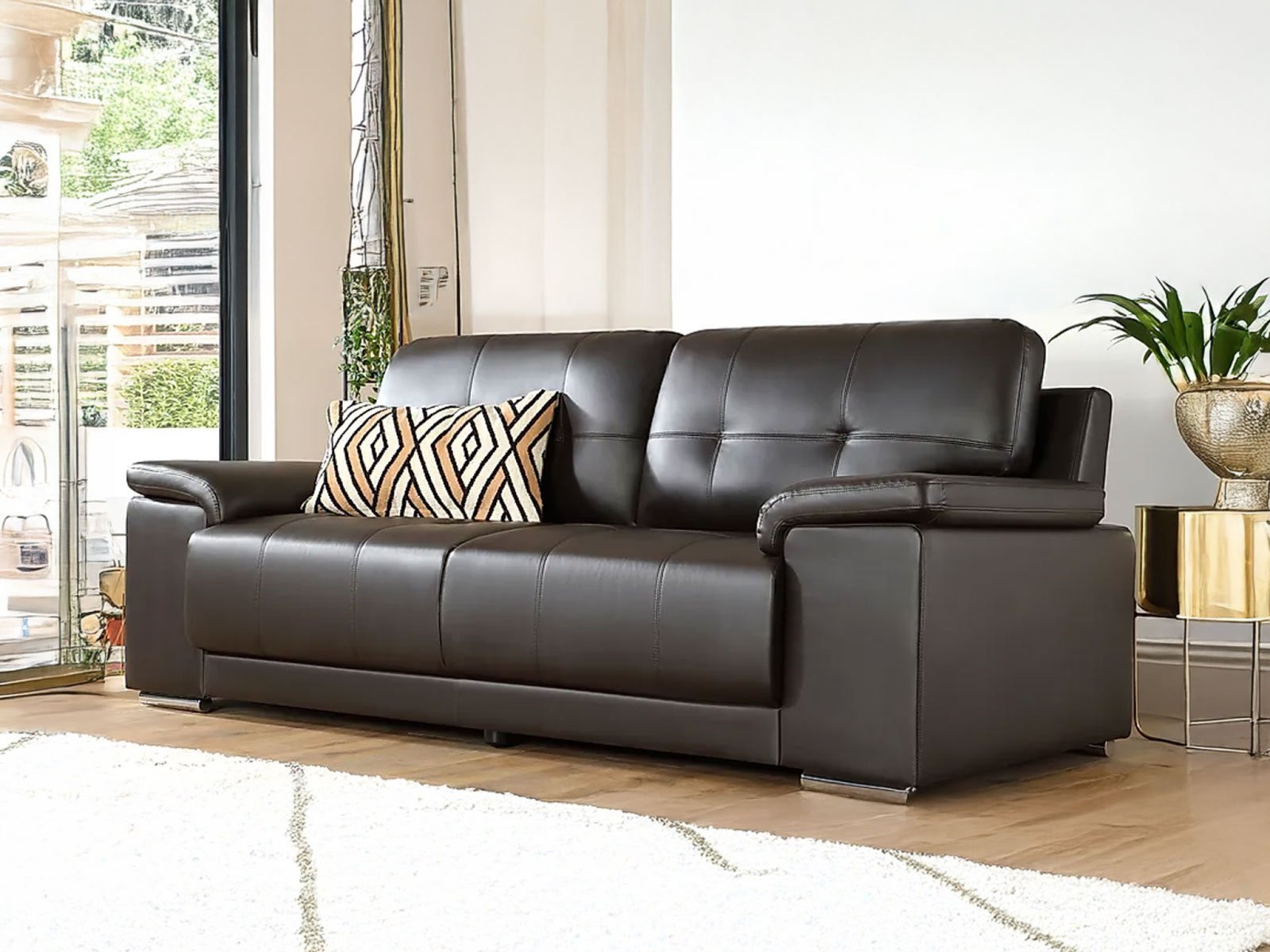 Alexa 3 Seater Sofa In Brown Premium Color