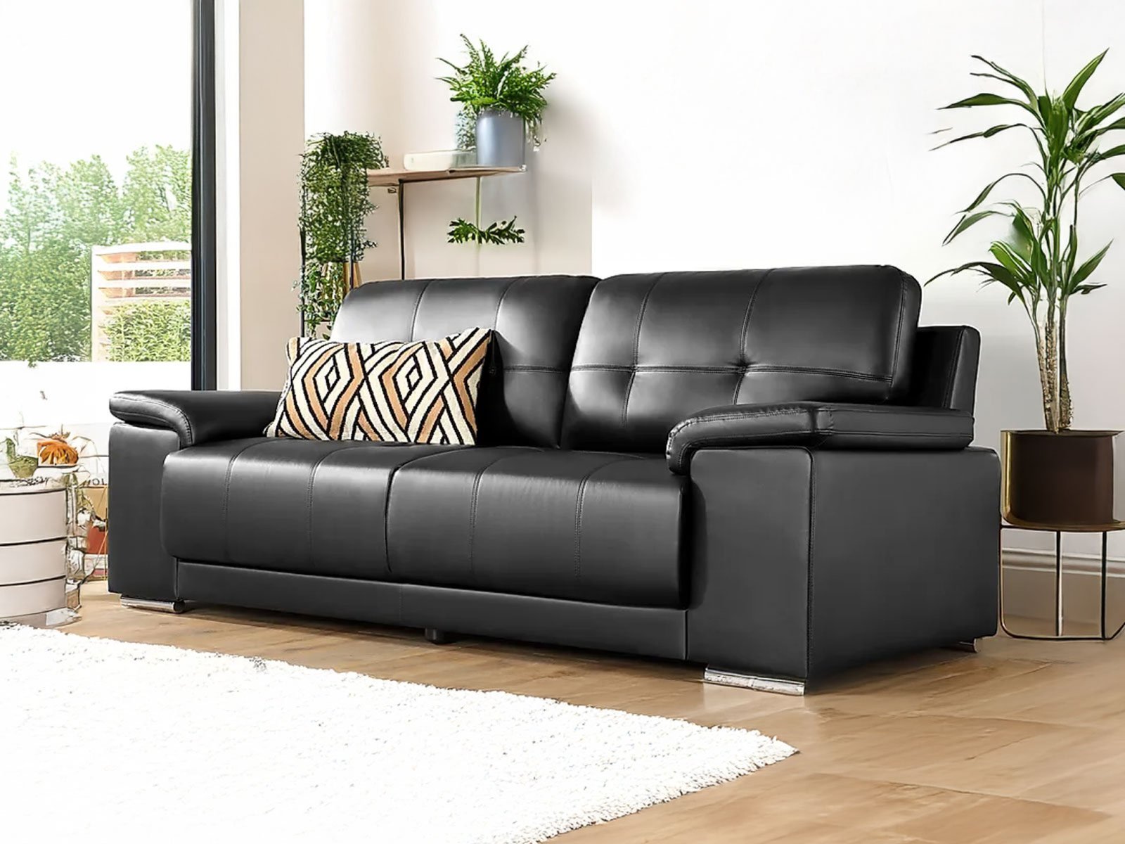 Alexa 3 Seater Sofa In Black Premium Color