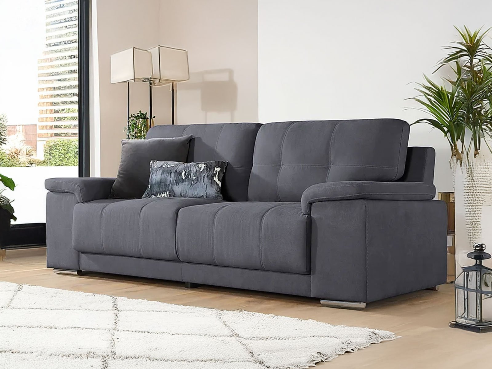 Alexa 3 Seater Sofa In Slate Grey Classic Plush Color