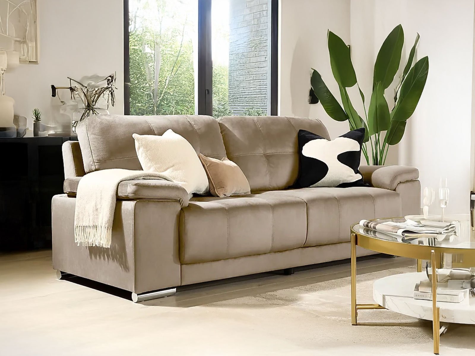 Alexa 3 Seater Sofa In Champagne Classic Color