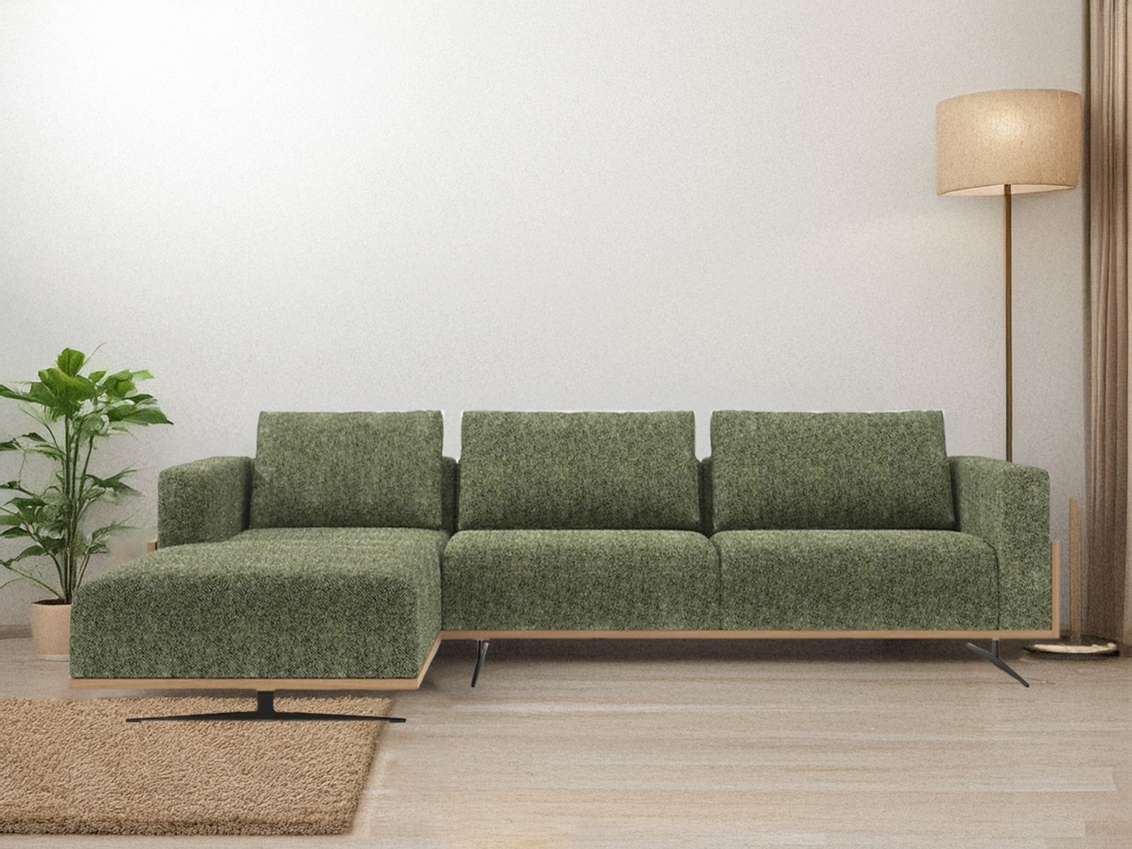 Krasto Section Sofa In Green Color 
