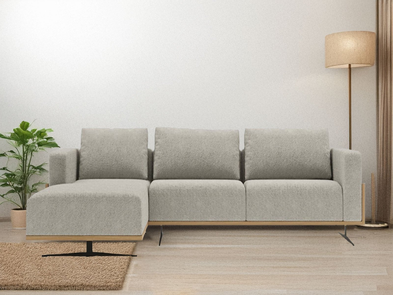 Krasto Section Sofa In Light Grey Color