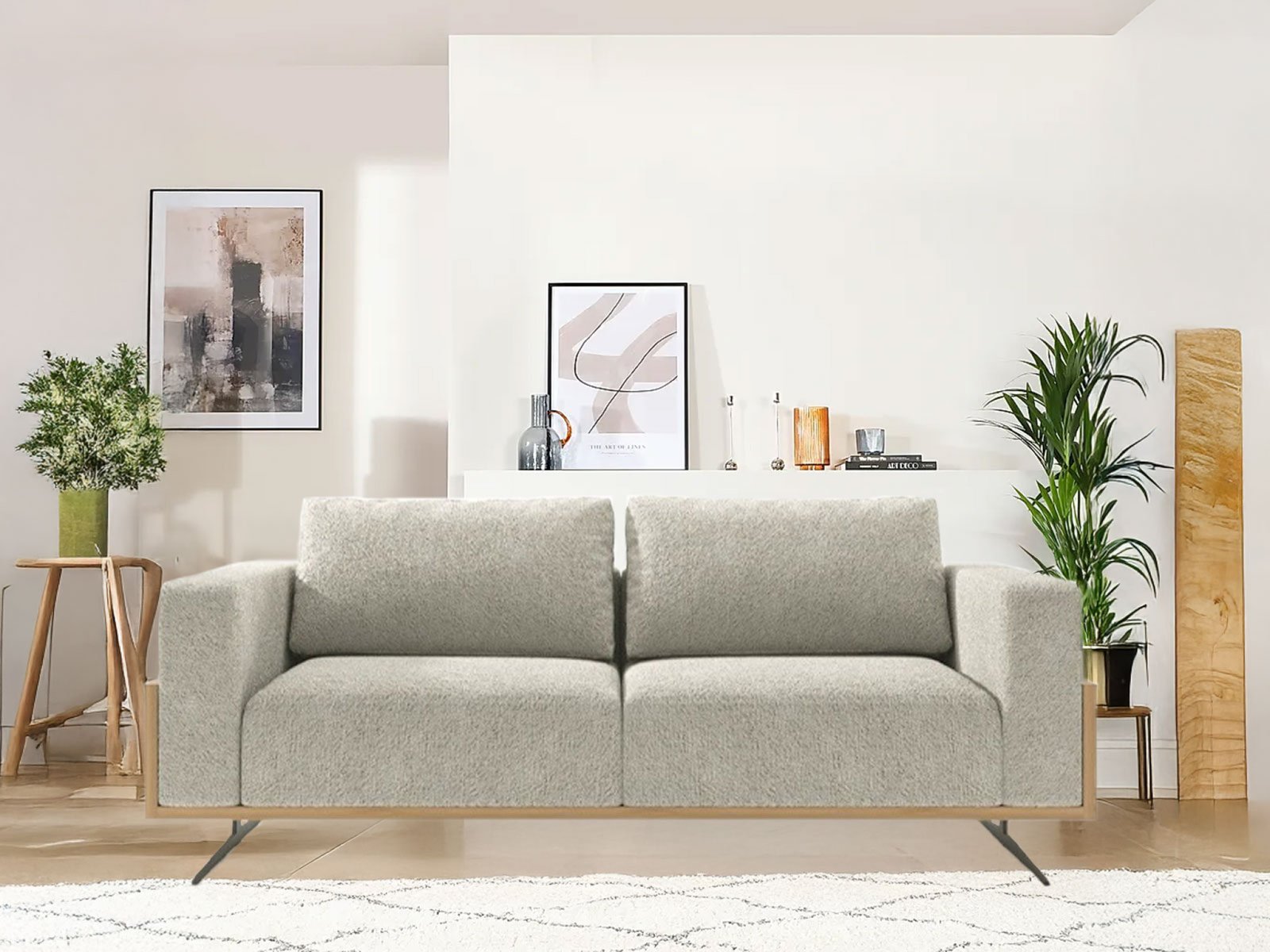 Krasto Three Seater Sofa In Light Grey Color