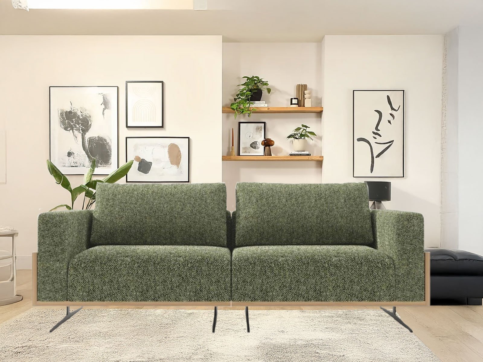 Krasto Three Seater Sofa In Green Color