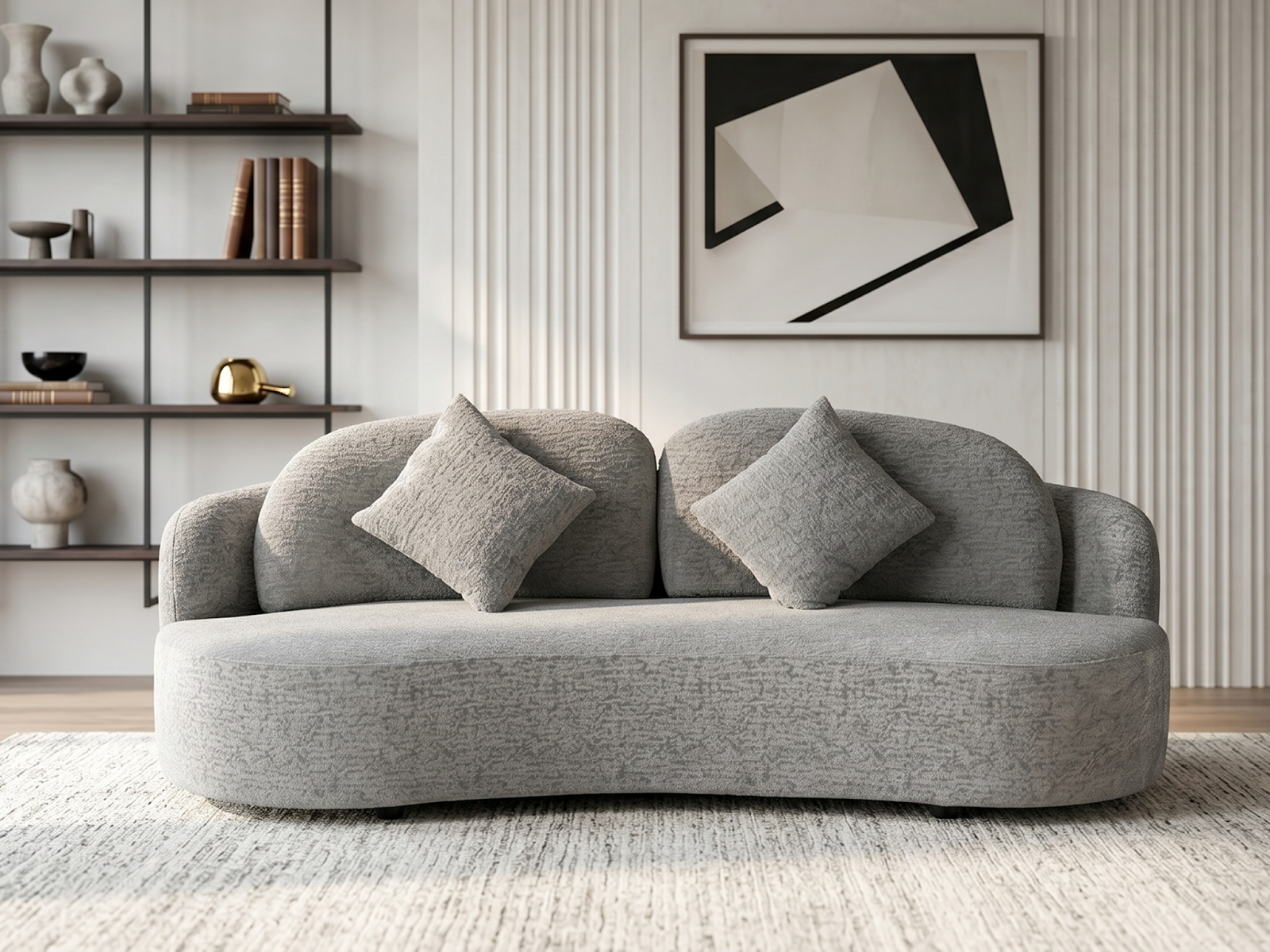 Ambo Three Seater Sofa In Light Grey Color