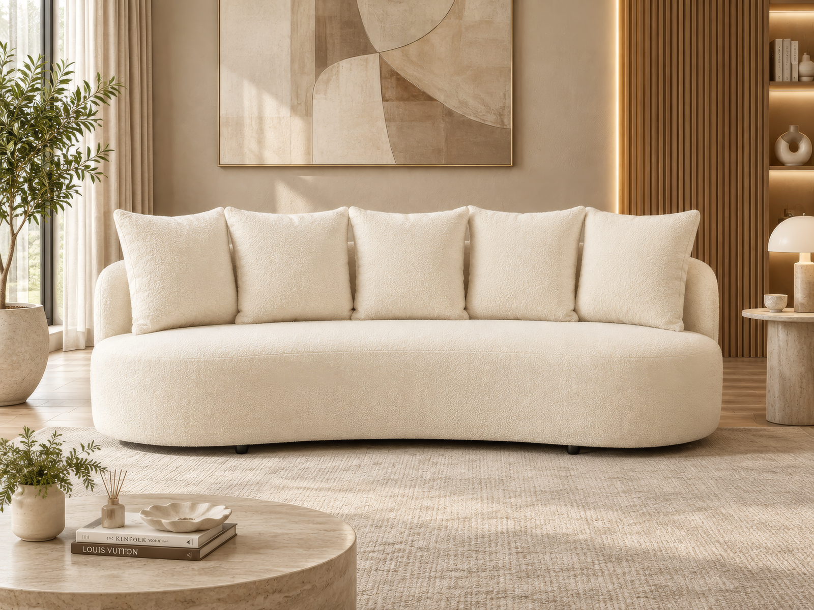 Palatine Three Seater Sofa In Off White Color