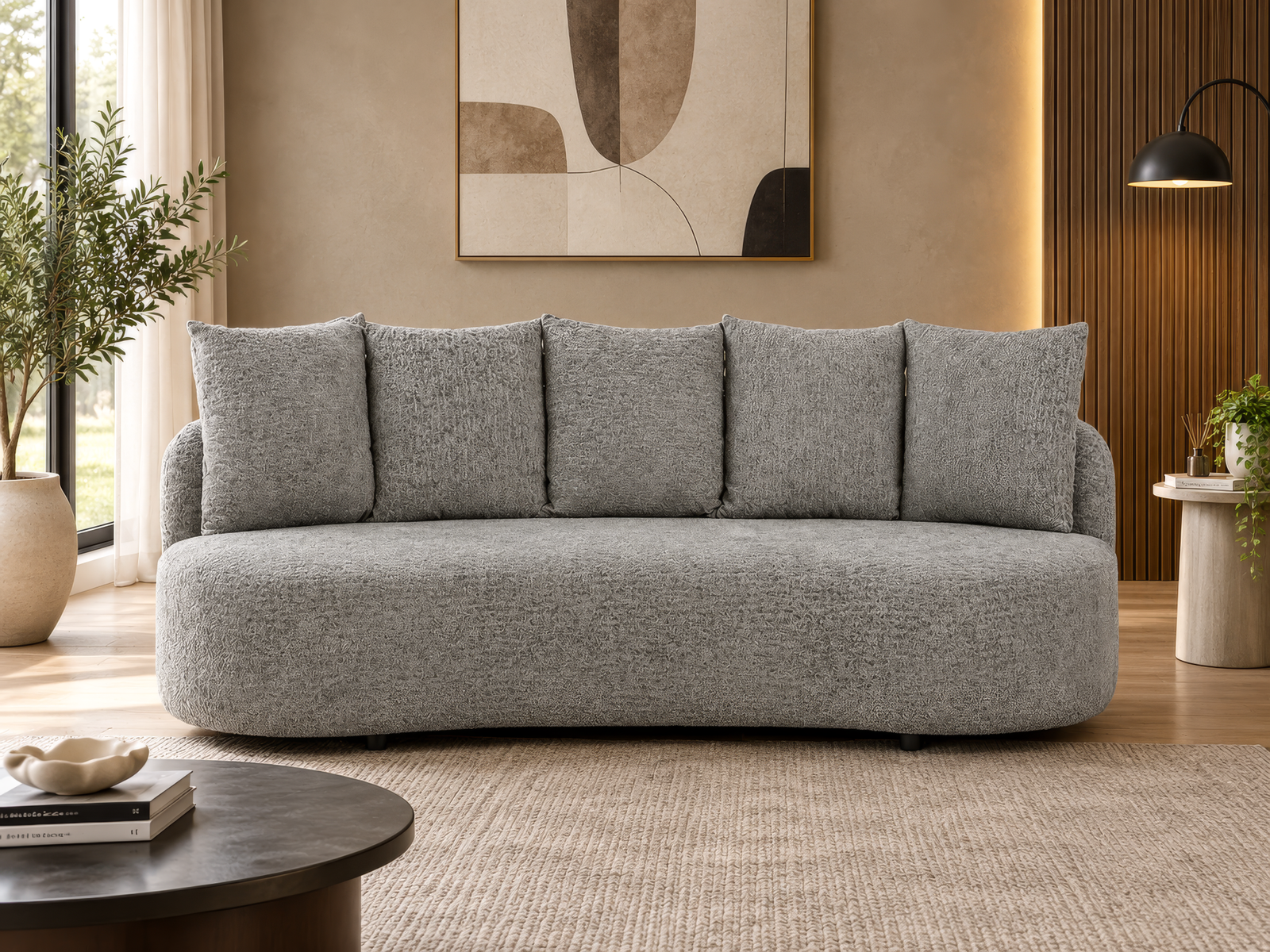 Palatine Three Seater Sofa In Light Grey Color