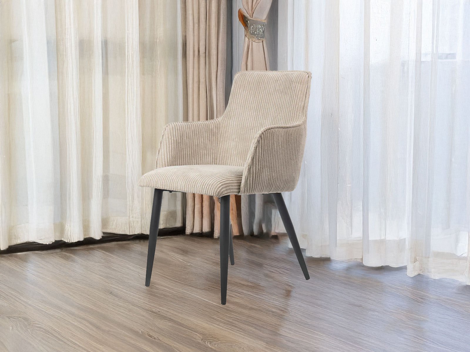 Puraw Dining Chair In Beige & White Color
