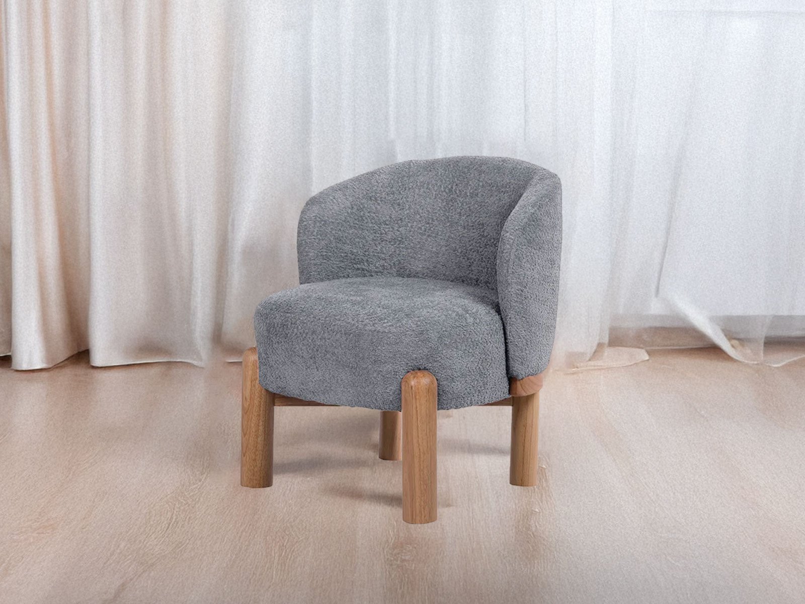 Alen Wooden Arm Chair In Grey Color 