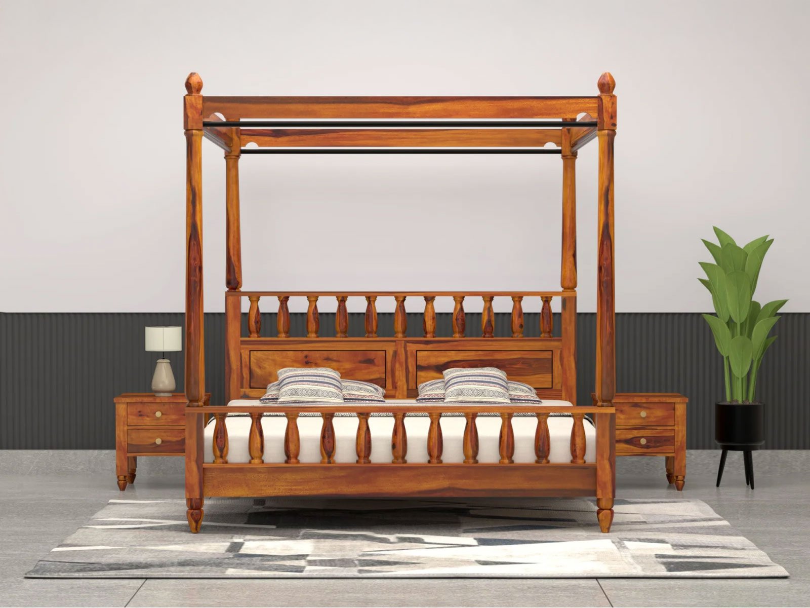 Hina Solid Wood Sheesham Poster Bed