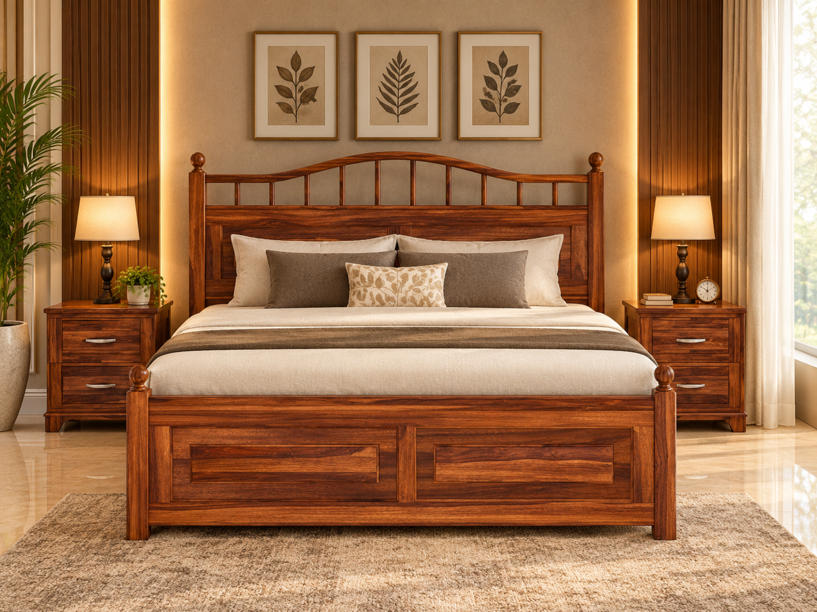 Victoria Solid wood Sheesham Bed