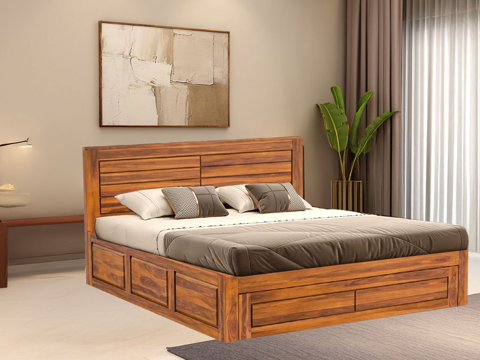 Amora  Solid wood Sheesham Bed                                                                                                                                                                                                                       