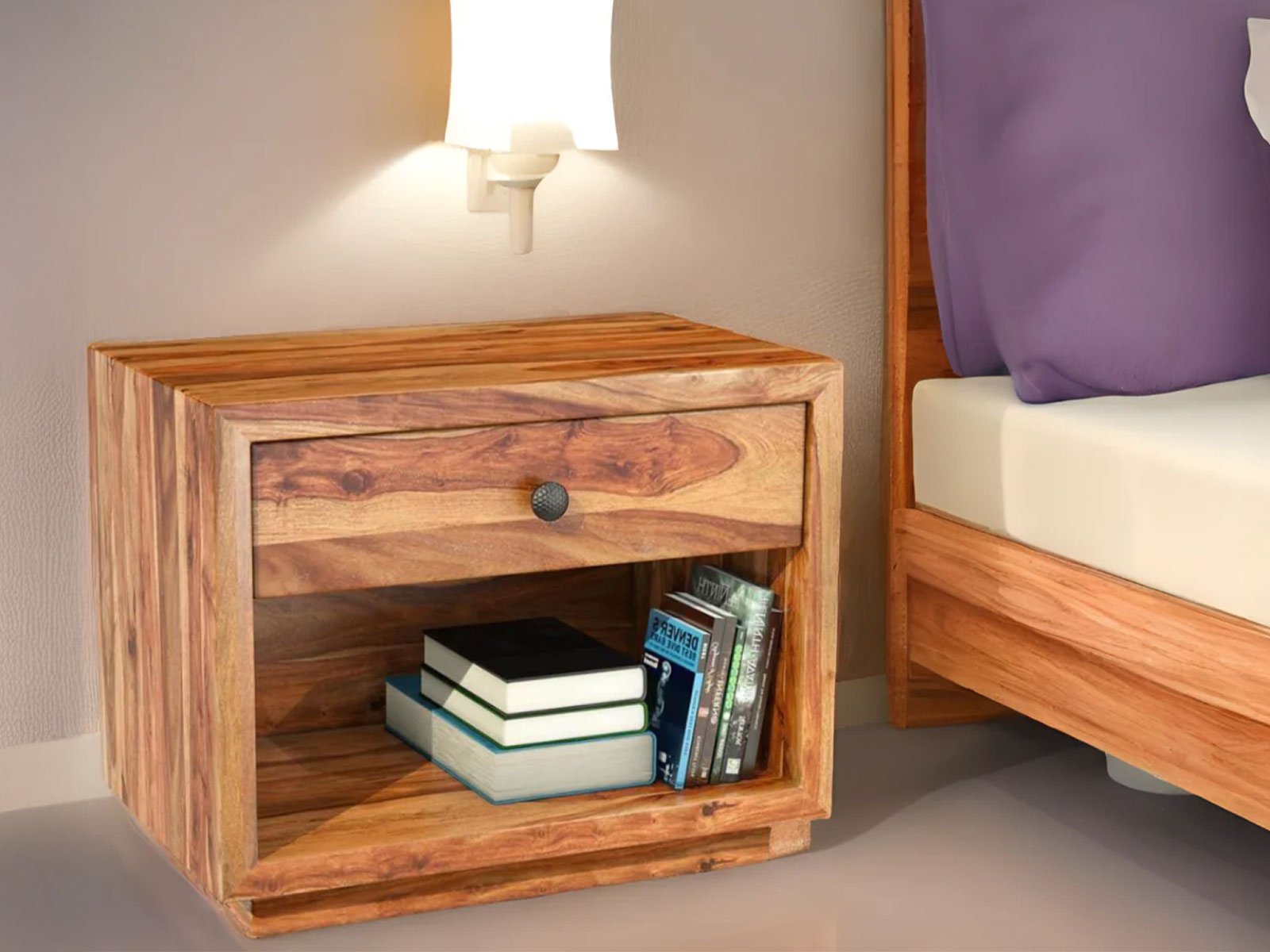 Chavi Solid wood Side table in Deep Reddish Brown