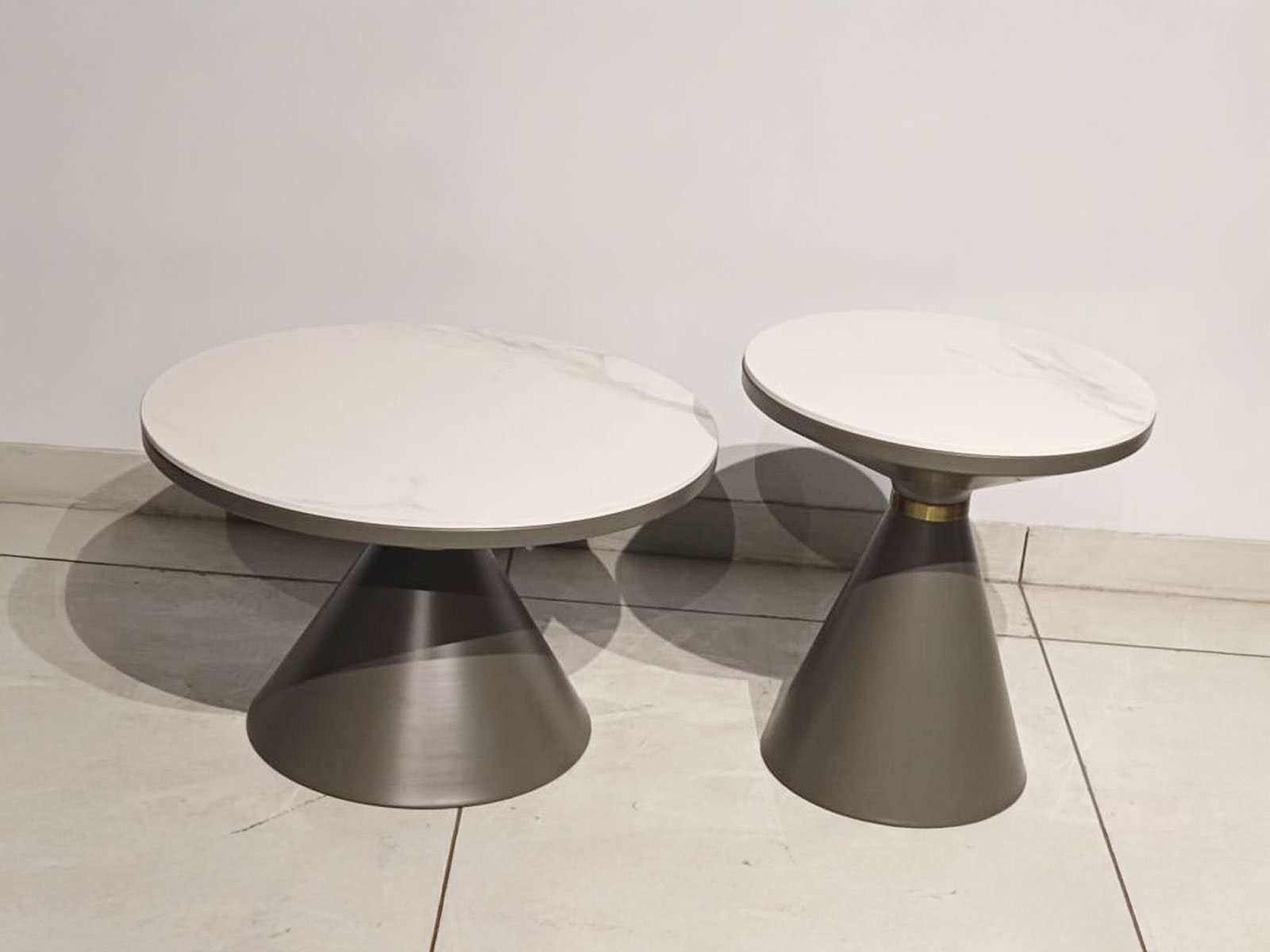 Striado Center Table In Grey and Beige Colour
