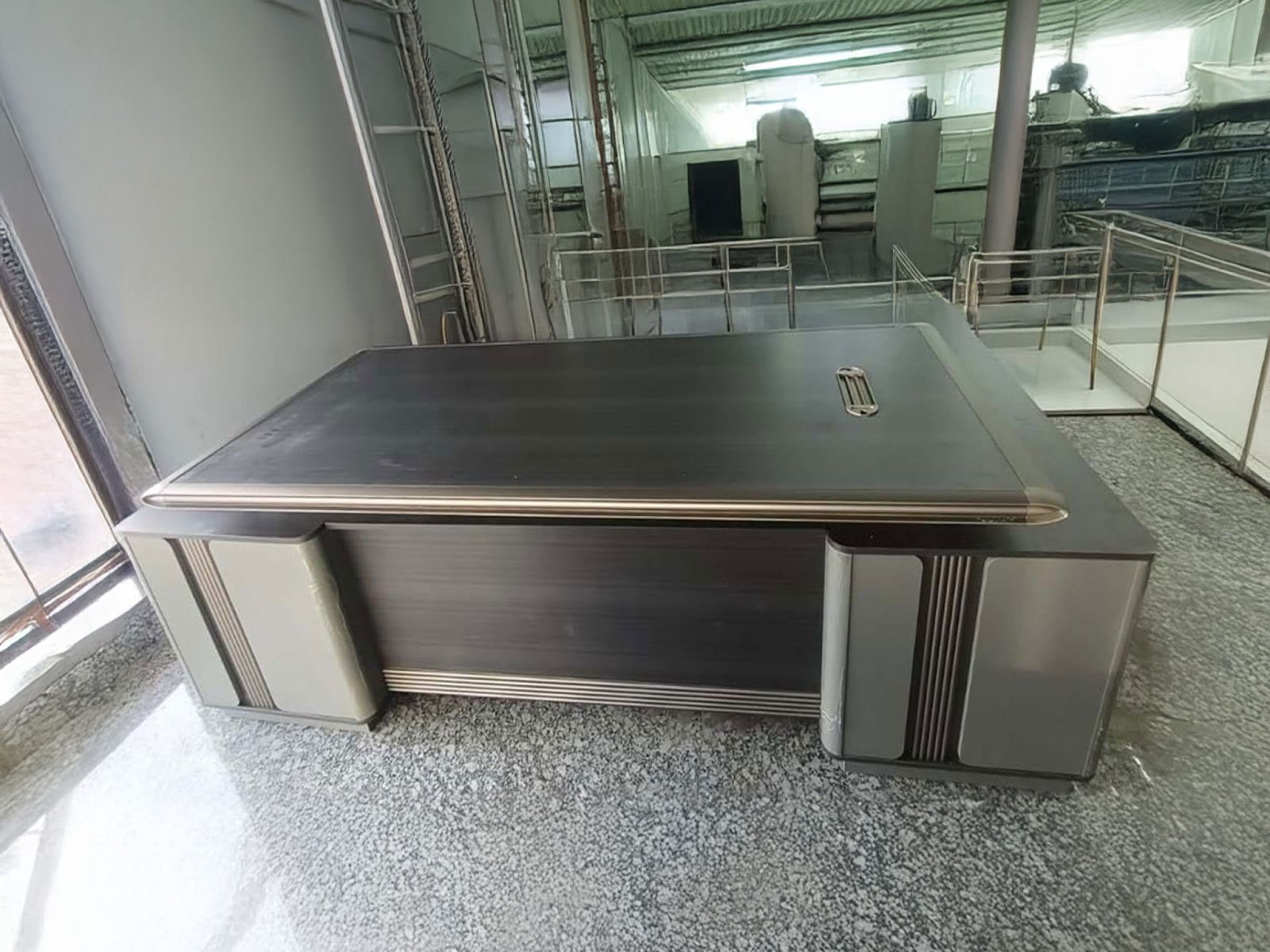 Office Table In Dark Grey Finish