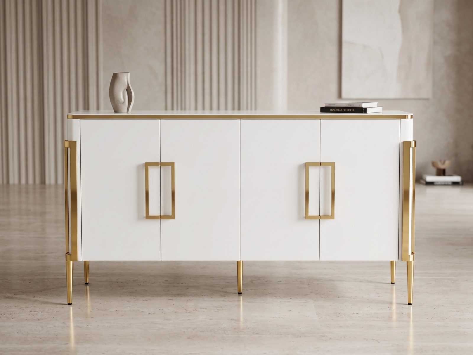 Sideboard In White Lacquer Colour 