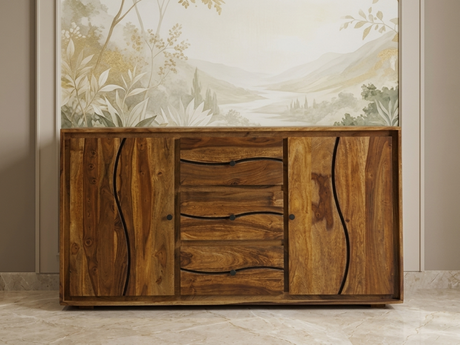  Roli Sheesham Side Board In Brown Colour