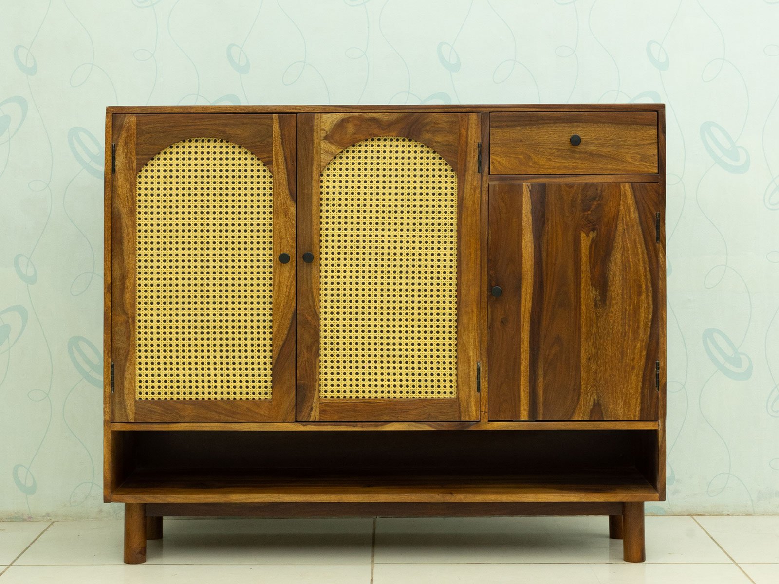 Shoe Rack Cabinet Rattan 3 Door 