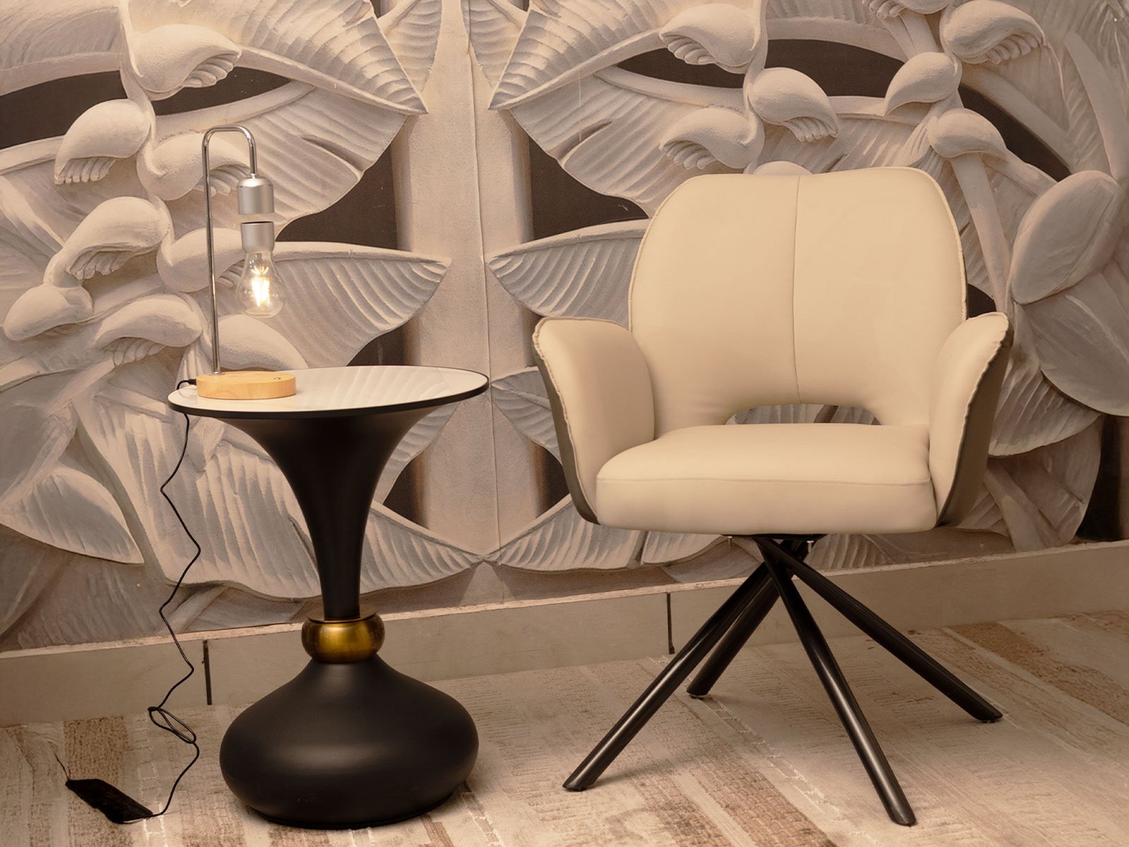 Relax Easy Chair In Cream &  Grey Colour