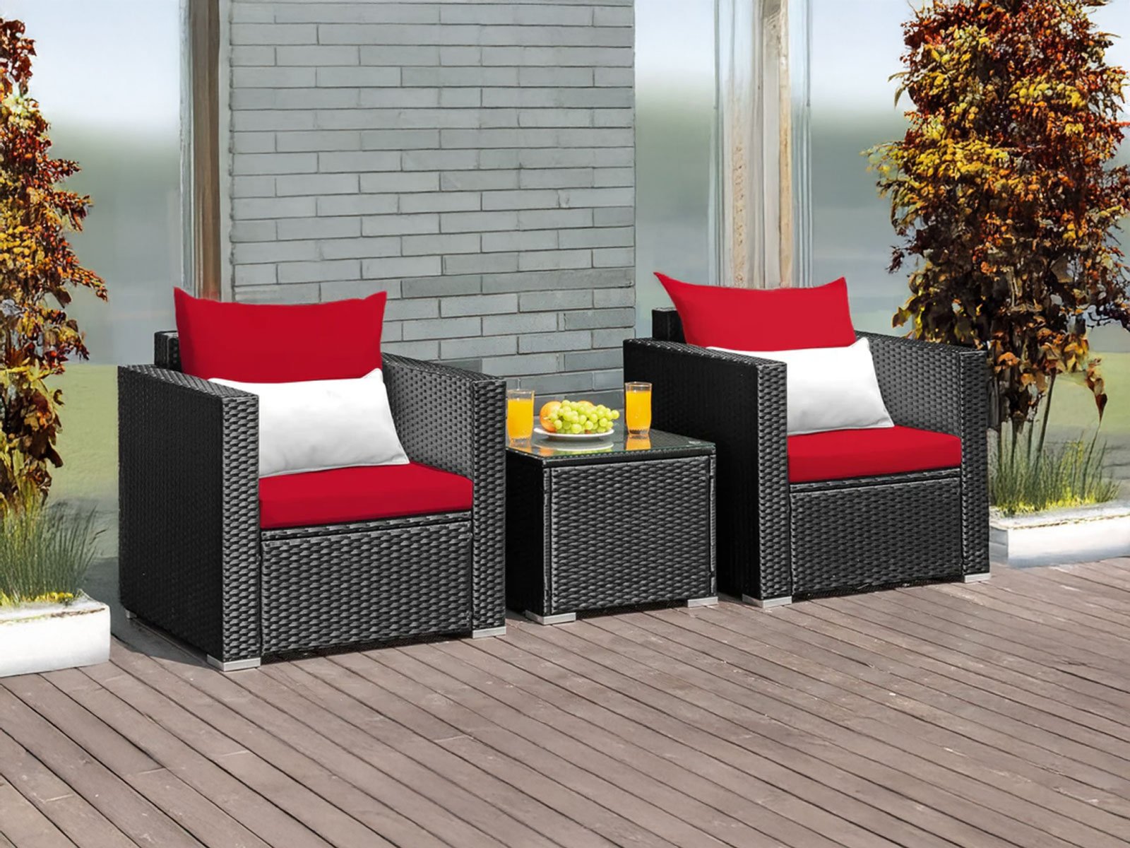 Dulcet Outdoor 2 Chair with center Table In Black & Red 