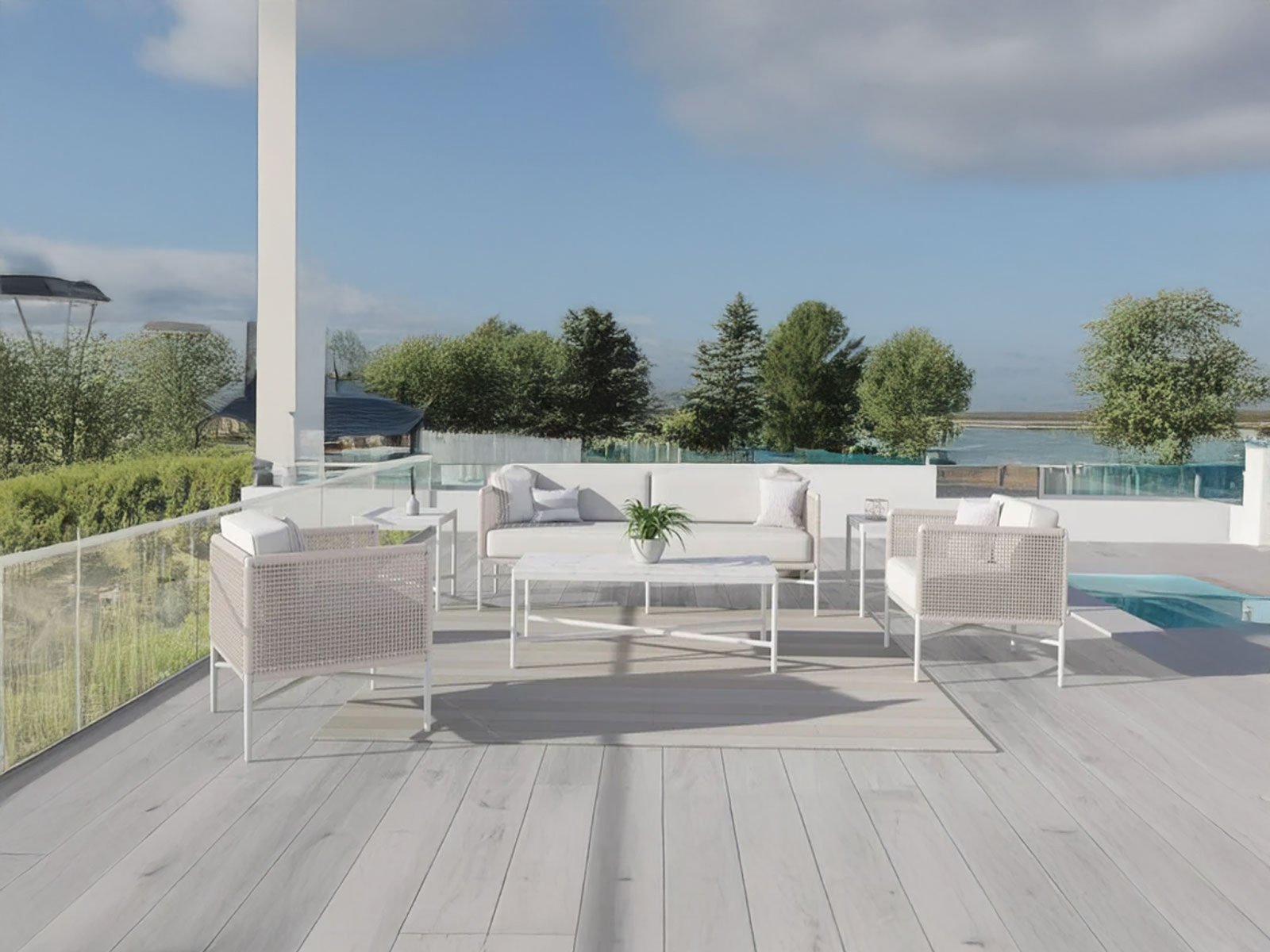 Ignaz Outdoor 2 Seater and 2 Single Seater With 1 Center Table 
