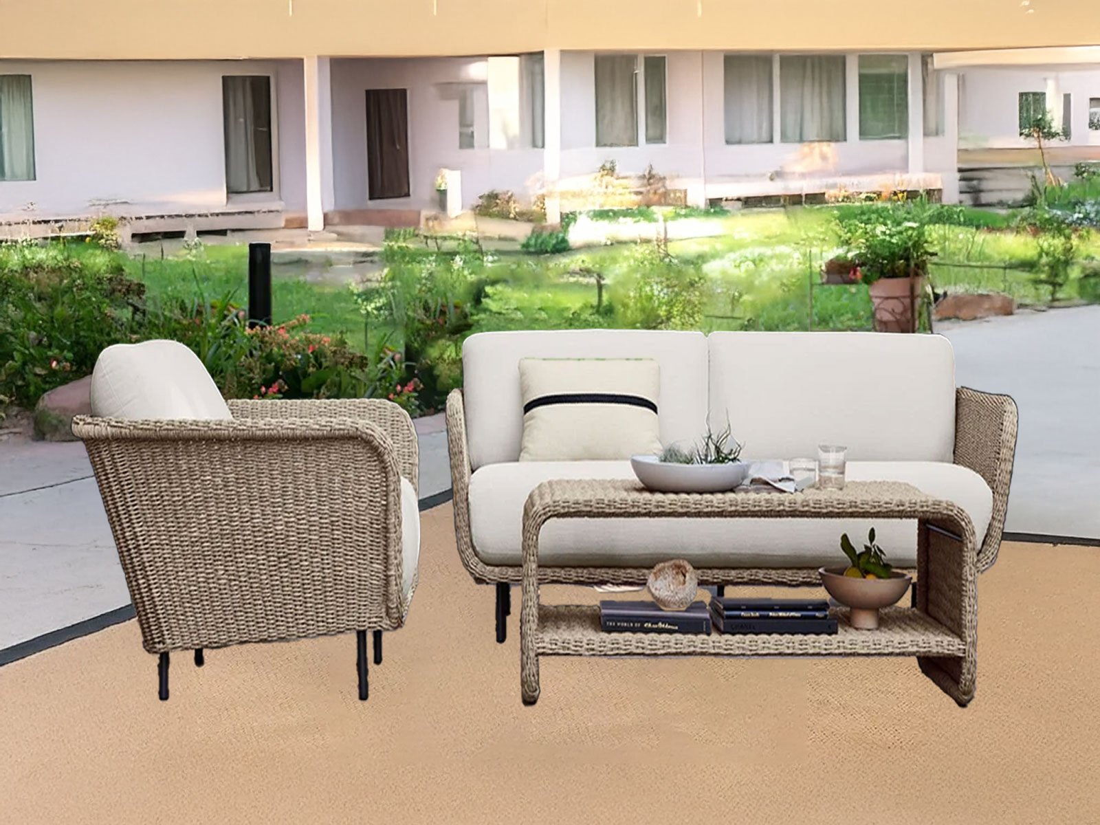 Valano 2 seater,1 Seater,1 Side Table & Center Table Set In Grey Colour 