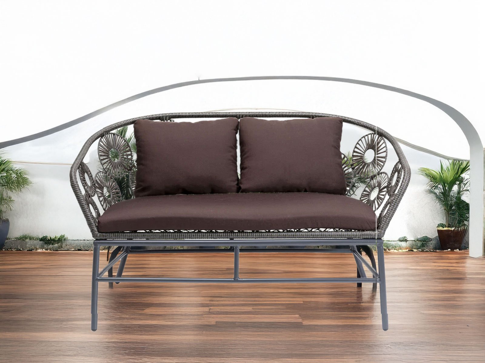 Veneto Outdoor Set 2 Seater 1 Seater & 1 Center Table set In Dark Brown Colour