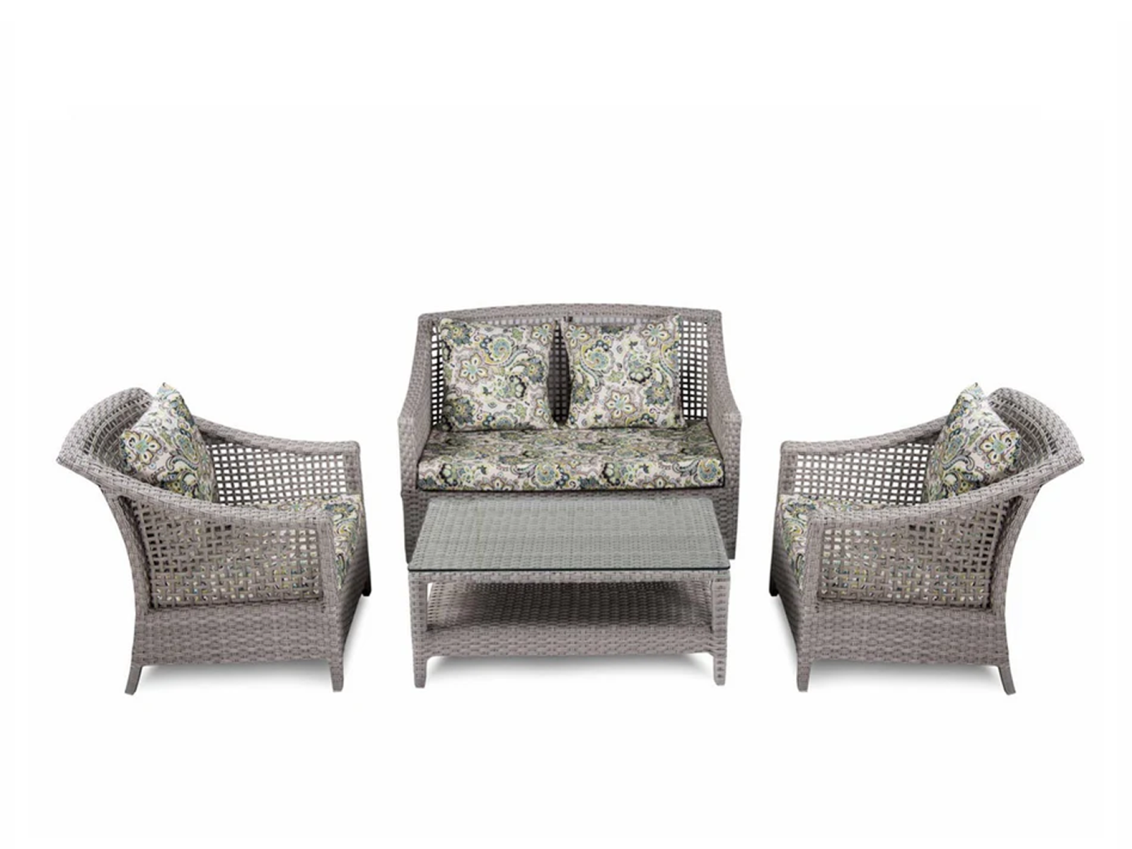 Glenn Outdoor Set 2 Seater 2 Single Seater & 1 Center Table In Grey Colour 