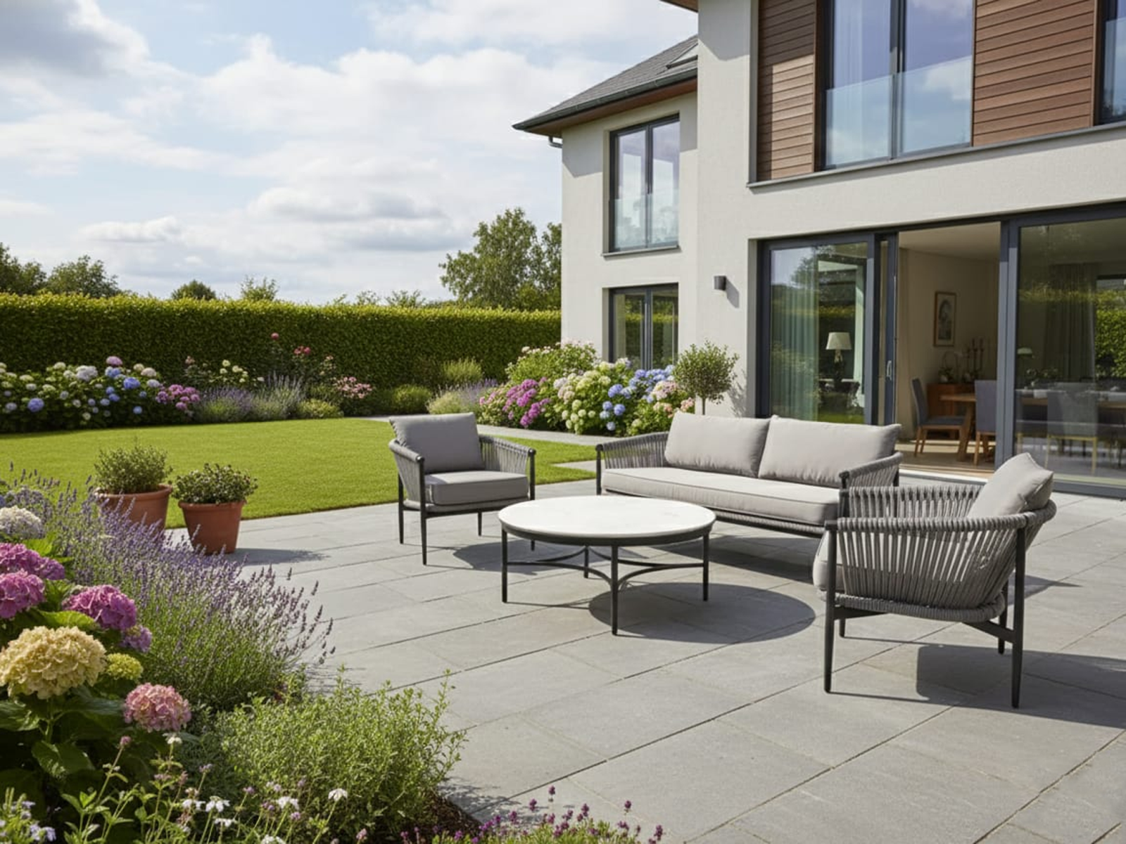 Charlie Outdoor Set 2 Seater 2 Single Seater & 1 Center Table Set In Grey Colour
