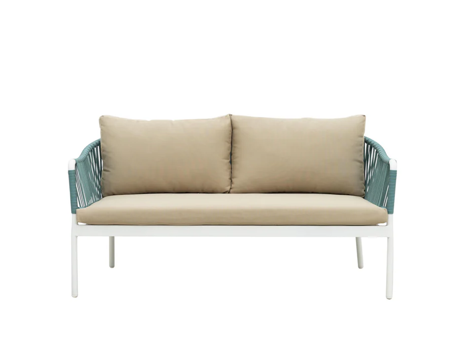 Luce Outdoor Set 2 Seater 2 Single Seater & 1 Center Table Set In White & Blue Colour