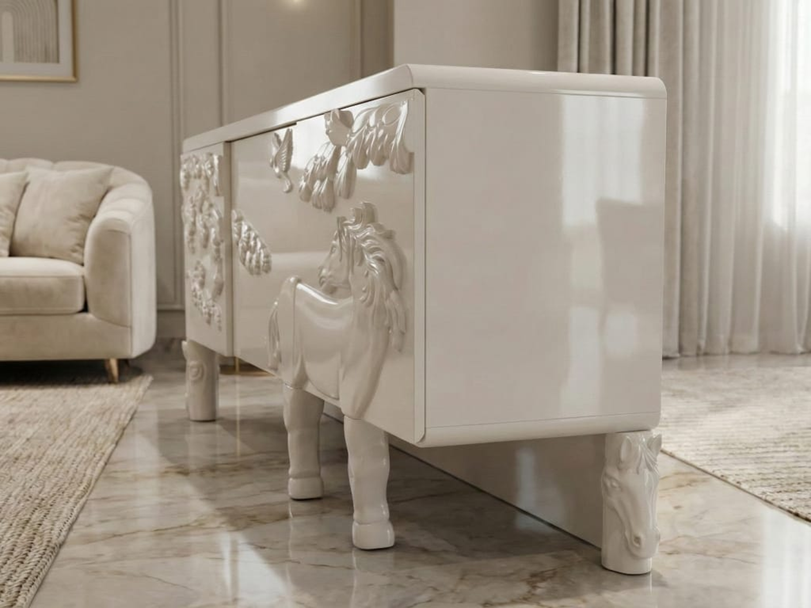 Sideboard In White Colour 