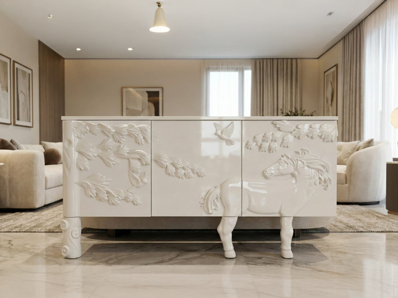 Sideboard In White Colour 