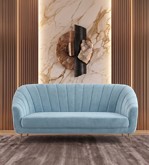 Monaco Sofa 3 Seater In Sky Blue Color