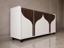 Side Board In Color White And Brown 