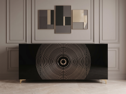 Side Board In Black And Gold Color 