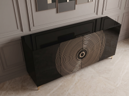 Side Board In Black And Gold Color 