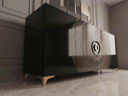 Side Board In Black And Gold Color 
