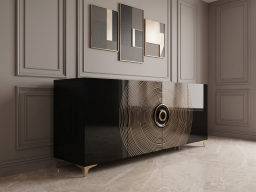 Side Board In Black And Gold Color 