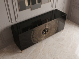 Side Board In Black And Gold Color 