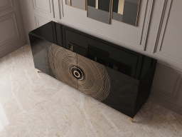 Side Board In Black And Gold Color 