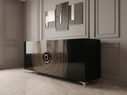 Side Board In Black And Gold Color 