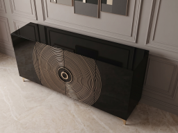 Side Board In Black And Gold Color 